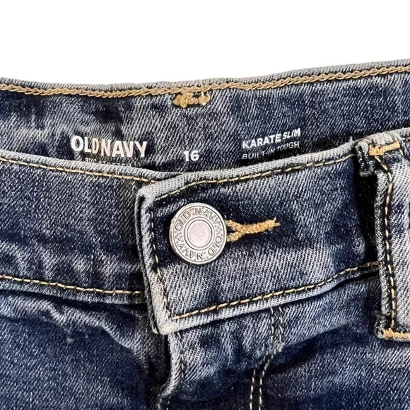 Old Navy Boys Jeans Karate Slim Size 16 Adjustable Waist Medium Wash Blue Denim - Picture 4 of 4